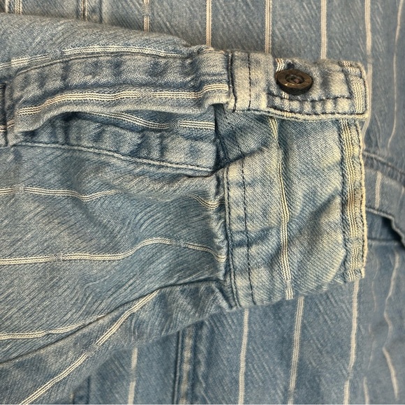 Vintage Levi’s Diamond Label Denim Shirt Mens Large Blue Striped Cotton Pockets - Picture 5 of 13
